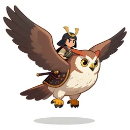 A samurai riding a giant owl, video game art, 2.5D, by Anton Fadeev, trending on artstation