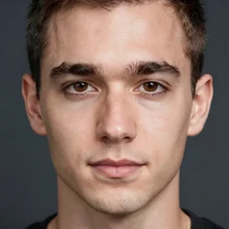 bald british male electronic dance music producer and dj, 4 2 years old, sharp straight nose, brown eyes close together, smooth chin