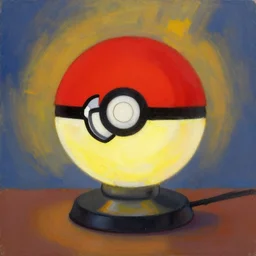 a john stuart ingle painting of a pokeball lamp in the color scheme of a zx spectrum game