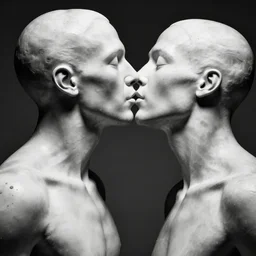 1 9 2 0 s black and white photo of body worlds busts kissing, close up