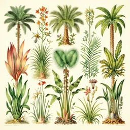 vintage magazine advertisement depicting all of the tropical plants in the world, by marius lewandowski, by ernst haeckel