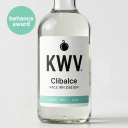 kwv label on a liqueur bottle : : behance award, package design, label design, typography, pinterest : : vivid colours, smooth, sharp focus, realistic, detailed, black calligraphy, label design, octane render, 8 k