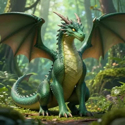 handsome anime dragon in Amazon rainforest, dnd character, background focus, fantasy, magic, realistic textured skin, clear clean, by lya