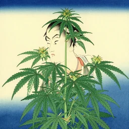the great marijuana plant off kanagawa, ukiyo - e portrait by ( hokusai ), japanese