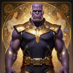 symmetry portrait of thanos, sci - fi, tech wear, glowing lights intricate, elegant, highly detailed, digital painting, artstation, concept art, smooth, sharp focus, illustration, art by artgerm and greg rutkowski and alphonse mucha