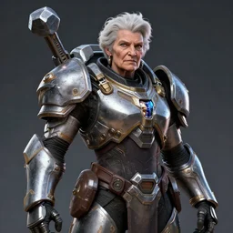 portrait anime old woman from american with a mjolnir powered assault armor, style artstation, style greg rutkowsk, octane render, unreal engine 6, epic game graphics, fantasy, ciberpunk, conceptual art, ray tracing