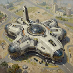 concept art of futuristic modular military base, top angle, oil painting by jama jurabaev, tyler edlin, james paick, emmanuel shiru, victor mosquera, extremely detailed, brush hard, artstation, for aaa game, high quality, brush stroke