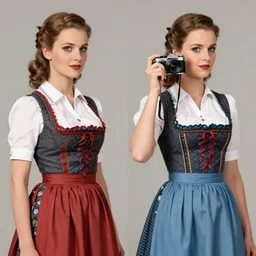 symmetrical!!!, looking at camera!!!, highly detailed german ww 2 pinup poster of women wearing a dirndl, in gta v, stephen bliss, unreal engine, fantasy art by greg rutkowski, loish, rhads, ferdinand knab, makoto shinkai and lois van baarle, ilya kuvshinov, rossdraws, tom bagshaw, global illumination, radiant light, detailed and intricate environment