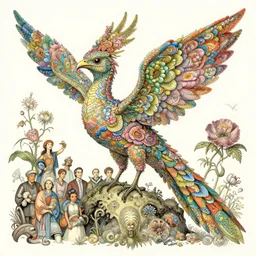 intricate detailed flower covered quetzalcoatl. lisa frank, james gurney, dan luvisi, petros afshar, tim hildebrandt, liam wong, mark riddick, thomas kinkade, ernst haeckel, dan mumford, wlop, cgsociety by gediminas pranckevicius, trending on cgsociety and deviantart