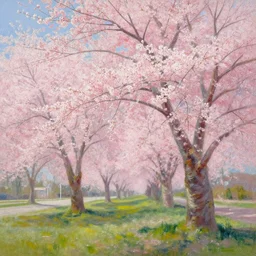 a cherry blossom painting by bob ross