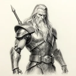 cyberpunk cyborg gandalf, sketch, pencil art