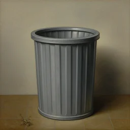 “trash can in shape of tower of babel, painting by Pieter Bruegel the Elder, oil glaze, sfumato, 8k”