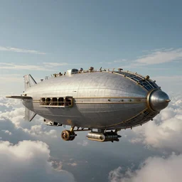 A steampunk airship flying in the clouds, octane render, high detail, photorealistic, High details,4k