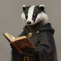 a detailed portrait of a badger wizard holding an ancient book, by justin gerard and greg rutkowski, digital art, realistic painting, dnd, dungeons & dragons, character design, trending on artstation