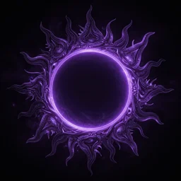 black sun with purple eclipse, digital art, intricate details