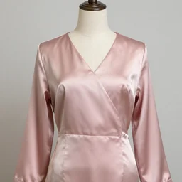 A mannequin wearing a softpink,satinmodulation, satin clothing