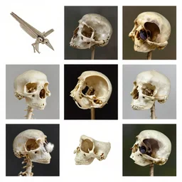 montage of style sheets, bird of bones, macro photographs by naturalist museum