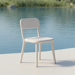 3d render of a minimalistic chair near a lake, 3d minimalistic art, blender render, 4k, studio lighting,