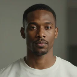 cinematic mid shot artwork of a light skin black man with short hair and a stubble looking into to the distance as warriors fight behind him by greg rutowski, 4 k, sun rays, masterpiece