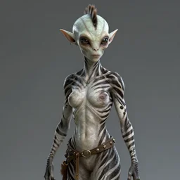 alien. Fantasy. elf with zebra skin, ArtStation, CGSociety, Unreal Engine