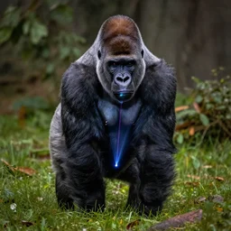 laser beam projection of adult gorilla