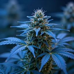a blue cannabis plant, sharp focus, trending on artstation, cinematic lighting, hyper realism, octane render, 8 k, hyper detailed, vivid, ultra detailed, highly detailed