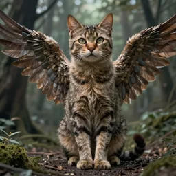 Footage of a big tall cat with wings on the backrooms, highly detailed, surrealist, weird, strange, uncanny, odd