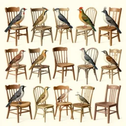 an illustrated field guide to different species of chairs showing examples of males and females of each species, biological illustrations, art by john james audubon robert stebbins and terryl whitlatch and david sibley and charles darwin, highly detailed, intricately detailed, 8 k, trending on artstation