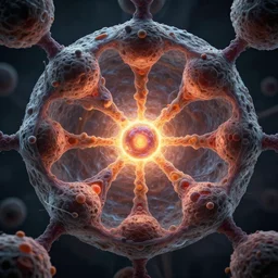hyperrealistic microscopic image of uranium fission reaction, by thomas eakes & greg rutkowski & xiang duan, perfect symmetry, dim volumetric lighting, photorealistic, 8 k octane beautifully detailed render, post - processing, extremely hyper - detailed, intricate, epic composition, lifelike attributes, cinematic lighting, masterpiece, trending on artstation, very very detailed, stunning,