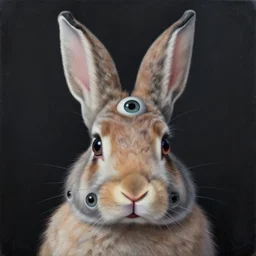 a surreal painting of a rabbit with 7 eyes, by octavio ocampo, highly detailed, sharp focus