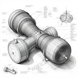 a blueprint diagram of a wormhole generator, intricate illustration, ultra detailed, detailed plans and notes, sketches, technopunk, darksynth, intricate illuminated lines, blood red, 8 k, unreal engine 5, by tsutomu nihei