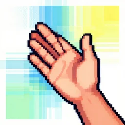 a hand, pixel art study, large range of colours
