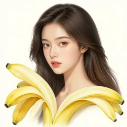 the portrait of an absurdly beautiful, graceful, elegant, and wise young woman made of bananas and petals, an ultrafine detailed illustration by kim jung gi, irakli nadar, intricate linework, bright colors, octopath traveler, final fantasy, behance contest winner, angular, unreal engine 5 highly rendered, global illumination, radiant light, detailed and intricate environment