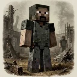 eerie, the holocaust in minecraft , very old photo, photo from 1940s, war photograph, very authentic, very detailed,  dramatic, intricate, highly detailed, digital painting, artstation, concept art, smooth, sharp focus, illustration, art by Gustave Dore, octane render
