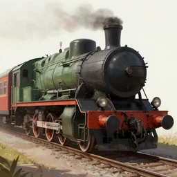 an artwork of an old train by Krenz from artstation.
