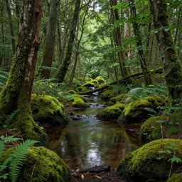 pools of water in a forest, as far as the eye can see, the wood between the worlds, narnia, lush green forest, moss,