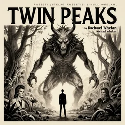 twin peaks poster art, of the wendigo demon, david bowie finds it's lair, by michael whelan, rossetti bouguereau, artgerm, retro, nostalgic, old fashioned