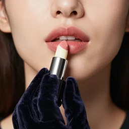 extremely detailed studio closeup portrait of a fashion model wearing velvet cleaning gloves putting on butter stick lipstick. surreal photograph, lo - fi, polished look, solid background, silly and serious, hermes ad, fashion photography, toiletpaper magazine by pierpaolo ferrari and maurizio cattelan, 3 5 mm photograph, colourful, david lachapelle, canon eos c 3 0 0, 8 k, medium - format print
