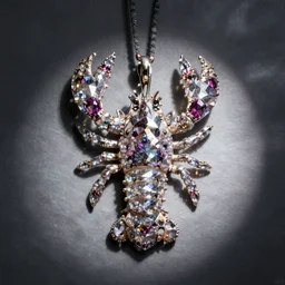 “lobster shaped pendant made of crystals and gems”