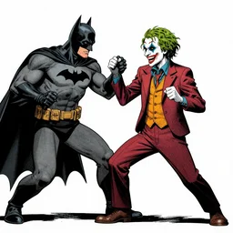 batman comic illustration.fight with joker， Ben day dots