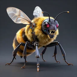 a cybernetic bee demon with sharp teeth, artstation, digital art.