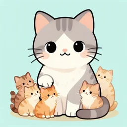cat mom with kittens cute franklin booth color