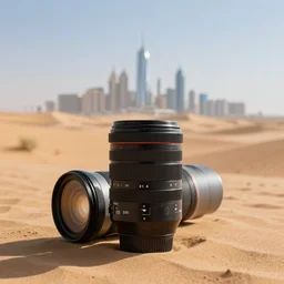 photograph of an Itasha surrounded by desert with a futuristic city in the horizon, sigma 85mm f/1.4, 4k, depth of field, high resolution, 4k, 8k, hd, full color