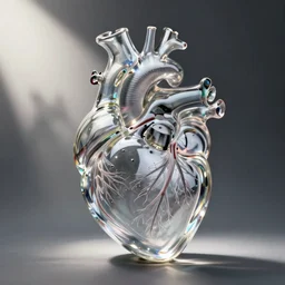 clear blown glass anatomical heart