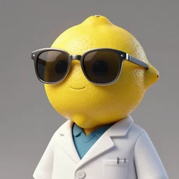 an anthropomorphic lemon wearing sunglasses wearing a lab coat, diffuse lighting, fantasy, intricate, elegant, highly detailed, lifelike, photorealistic, digital painting, artstation, illustration, concept art, smooth, sharp focus, art by frank frazetta and marco bucci and loish and rossdraws and artgerm and alphonse mucha