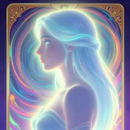 side portrait, imogen poots paladin, gloomhaven, soft, smooth, luminescent, art nouveau tarot, backlit glow, colorful swirly ripples, gaudy colors, 8 k, by ilya kuvshinov!!, cushart krenz