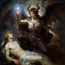 attractive demonic male deity, casting magic, summoning handsome lucifer morning star. highly detailed painting by gaston bussiere, craig mullins, j. c. leyendecker 8 k