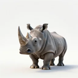 playful rhinoceros, clean 3d render, full body, isolated on a pure white background, centered, entire subject in frame, sharp focus, soft studio lighting