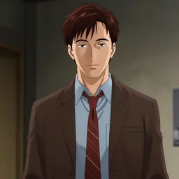 a still of dwight schrute in ghost in the shell. anime style. highly detailed.