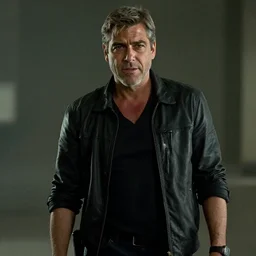 film still of george clooney as sam fisher in splinter cell, 8 k,